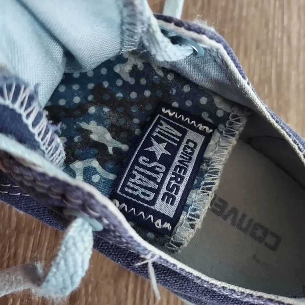 Converse Kids Double Tongue Navy Blue Canvas Sneakers Size 2